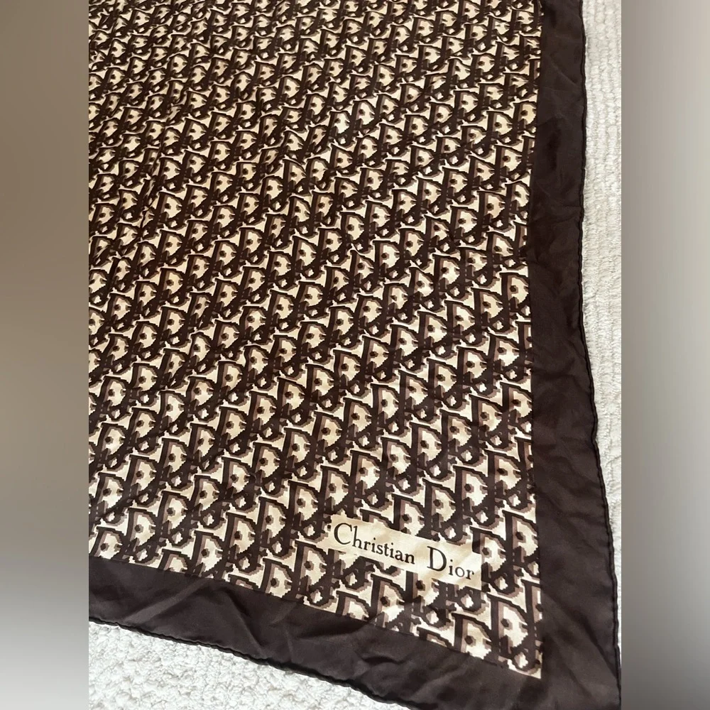 VINTAGE DIOR CD MONOGRAM SILK SCARF - Picture 3 of 3